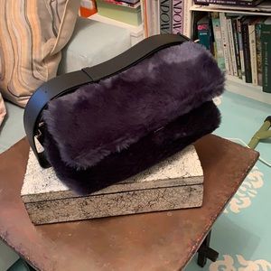 Furla faux fur handbag with leather strap Aithentic